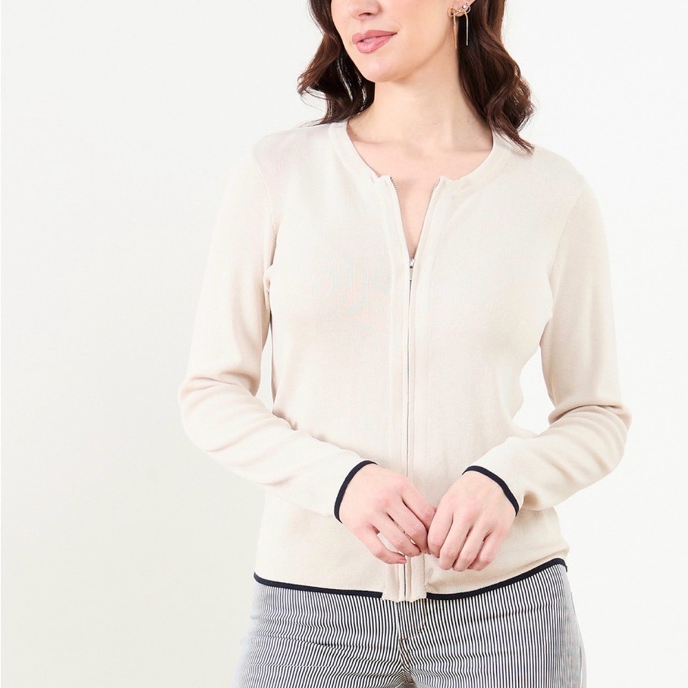 Cleo Cream Zip-Up Cardigan
